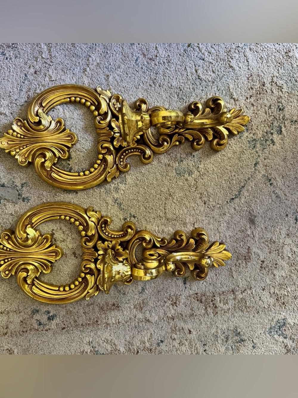 Ornate Gold Gilded Furniture Appliques - Pair